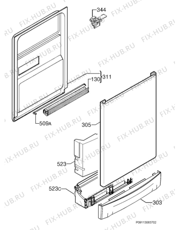 Взрыв-схема посудомоечной машины John Lewis JLDWW906 fromSNo.103 - Схема узла Door 003